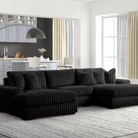 XL SUNDAY BLACK/BEIGE/GRAY U-SHAPED OVERSIZED SECTIONAL w/Reversible Back-Seat Cushions