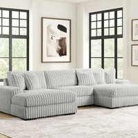 XL SUNDAY BLACK/BEIGE/GRAY U-SHAPED OVERSIZED SECTIONAL w/Reversible Back-Seat Cushions