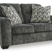 219- Gunmetal Sofa & Loveseat Set – Extra Long Modern Suite / Accent Pillows (PRE-ORDER)