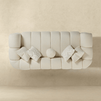 Modern Sofa, Ivory, Includes 4 Square 1 Ball Contemporary Toss Pillow