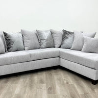 Dove L-Shaped Sectional w/Left Arm Chaise, Thick Gray Fabric