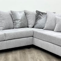 Dove L-Shaped Sectional w/Left Arm Chaise, Thick Gray Fabric
