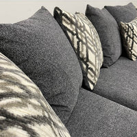 U-Shape Chenille Fabric 135'' Wide Double Chaise Sectional, Steel, Black / Grey