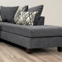 U-Shape Chenille Fabric 135'' Wide Double Chaise Sectional, Steel, Black / Grey