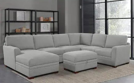 Thomasville Langdon Fabric Sectional with Storage Ottoman Gray