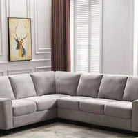 Boardwalk Fabric L-Shaped Sectional, Foam seat cushions-Solid wood legs-Nail head trim-Sinuous spring suspension