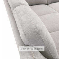 Boardwalk Fabric L-Shaped Sectional, Foam seat cushions-Solid wood legs-Nail head trim-Sinuous spring suspension