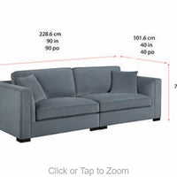 Thomasville Shayna 2-piece Fabric Sofa with two toss pillows, Solid wood legs, Grey