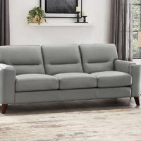 Sorena 2-Piece Leather Sofa and Loveseat Set, Light Gray