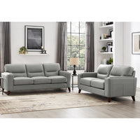 Sorena 2-Piece Leather Sofa and Loveseat Set, Light Gray
