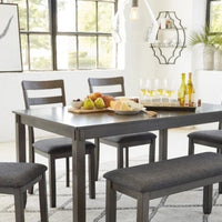 Signature Design by Ashley Bridson Modern 6 Piece Dining Set, Includes Dining Table, 4 Chairs & Bench, Gray