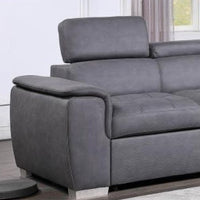 Diego Grey Sectional With Pull-Out Bed & Hidden Storage, Thick Polyester Fabric Grey