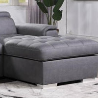 Diego Grey Sectional With Pull-Out Bed & Hidden Storage, Thick Polyester Fabric Grey