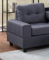 Reversible Gray Fabric Sectional w/Storage Ottoman, Features a drop down table w/cup holders