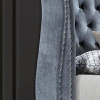 Grey Velvet with Diamonds Luxor Platform Bed - Queen