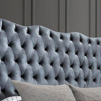 Grey Velvet with Diamonds Luxor Platform Bed - Queen