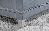 Grey Velvet with Diamonds Luxor Platform Bed - Queen
