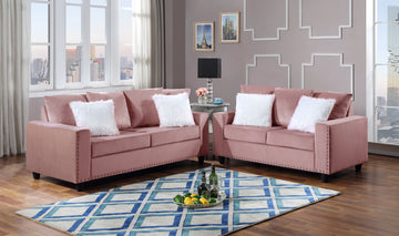 Durable, Living Room Sofa Set, Velvet Color: Pink