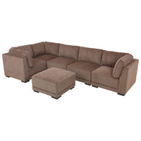 Belize Fabric Modular Sectional, Brown, Attached back and seat cushions, durable wood frame