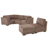 Belize Fabric Modular Sectional, Brown, Attached back and seat cushions, durable wood frame