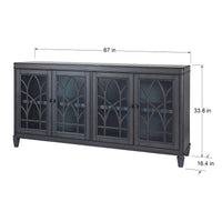 Antrasit 67" Accent Console, TV Stand (Interchangeable door panels-Adjustable shelves-Cord Management)