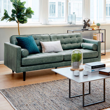 Harstine Leather Sofa, Green