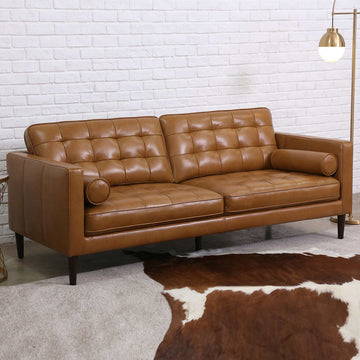 Harstine Leather Sofa, Brown