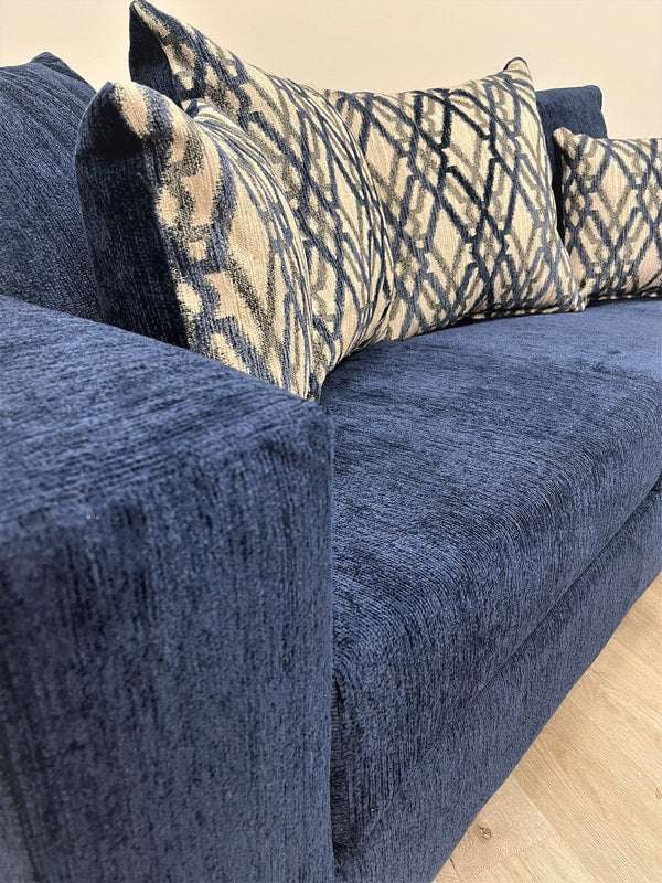 Dove L-Shaped Sectional w/Left Arm Chaise, Thick Blue Fabric