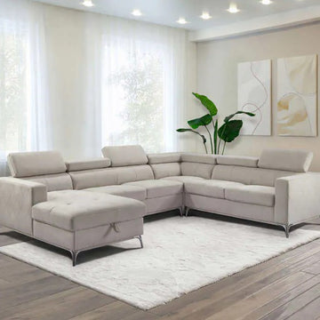 Blaise Fabric Sectional with Storage Chaise, Gray