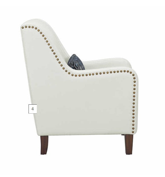 Mila Fabric Accent Chair, Cream, Solid Wood Legs