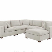 Thomasville Lowell 6-Piece Fabric Modular Sectional, Ottoman & Three Toss Pillows Included