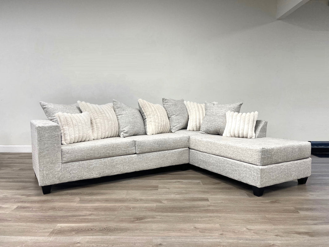 Bia L Shaped Sectional in High-Quality Black/Charcoal/Cream/Gray Fabric /PRE-ORDER
