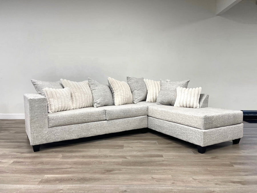 Bia L Shaped Sectional in High-Quality Black/Charcoal/Cream/Gray Fabric /PRE-ORDER