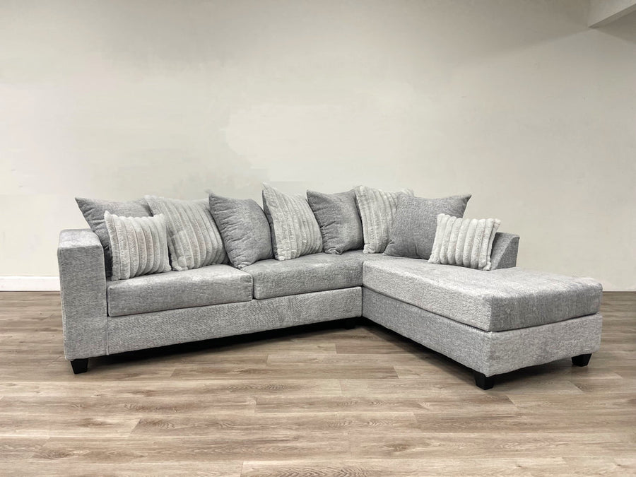 Bia L Shaped Sectional in High-Quality Black/Charcoal/Cream/Gray Fabric /PRE-ORDER