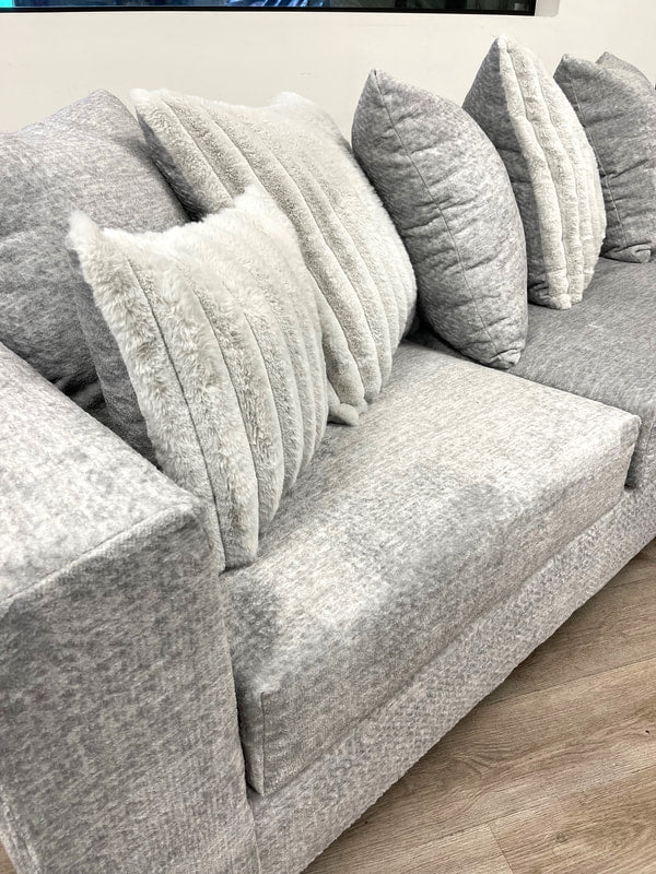 Bia L Shaped Sectional in High-Quality Black/Charcoal/Cream/Gray Fabric /PRE-ORDER