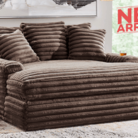 Comfrey Oversized Chocolate Chaise Lounge, 2 Cupholders & USB Charging Ports