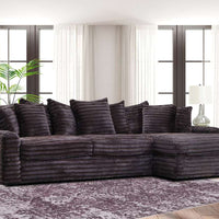 Julia Chocolate/Onyx Black/Fog/Navy Blue/Charcoal Gray L-Shaped Oversized Sectional w/Extra thick reversible seat-back cushions