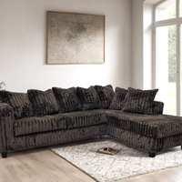 Right chaise Corduroy Fabric Sectional Black / Gray / Chocolate
