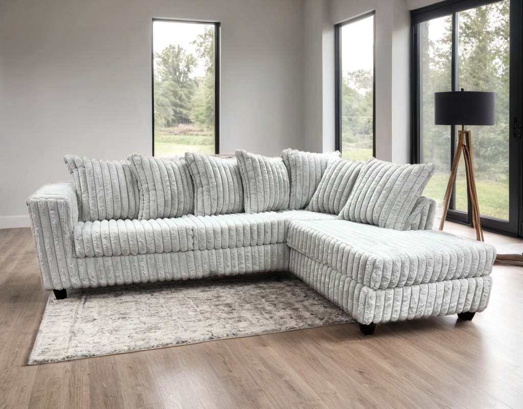 Right chaise Corduroy Fabric Sectional Black / Gray / Chocolate