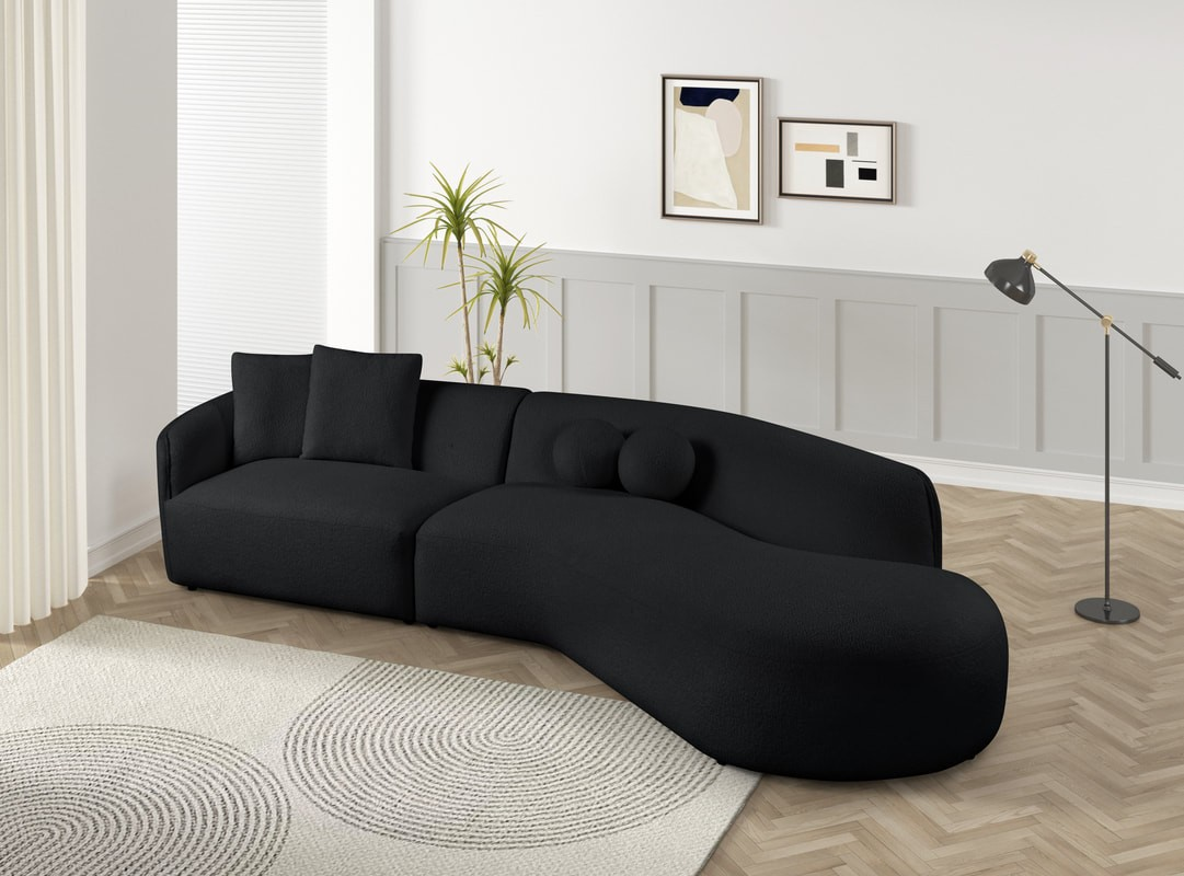 Modern Beige Sectional – Compact Comfort with Unique Round & Square Pillows