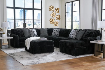 5-Piece Living Room Set – 4PC Sectional with Center Ottoman