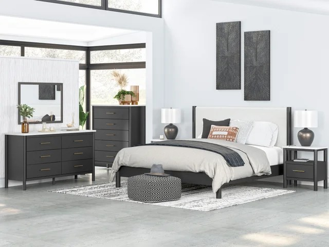 HH11-113 (5 Piece) Black Wood Bedroom Set – Bold, Minimalist, and Elegant
