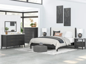 HH11-113 (5 Piece) Black Wood Bedroom Set – Bold, Minimalist, and Elegant