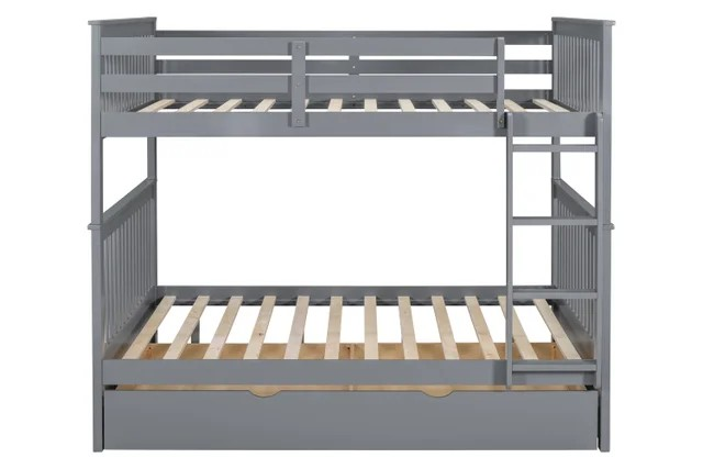 314 White/Black/Gray Full Bunk Bed w/ Trundle – Solid Wood & Full Slats (PRE-ORDER)