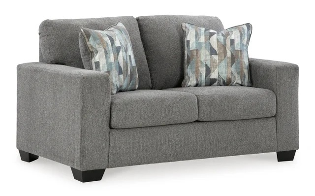 220 Parchment/Graphite Modern Sofa Set – Accent Pillows & Faux Wood Legs (PRE-ORDER)