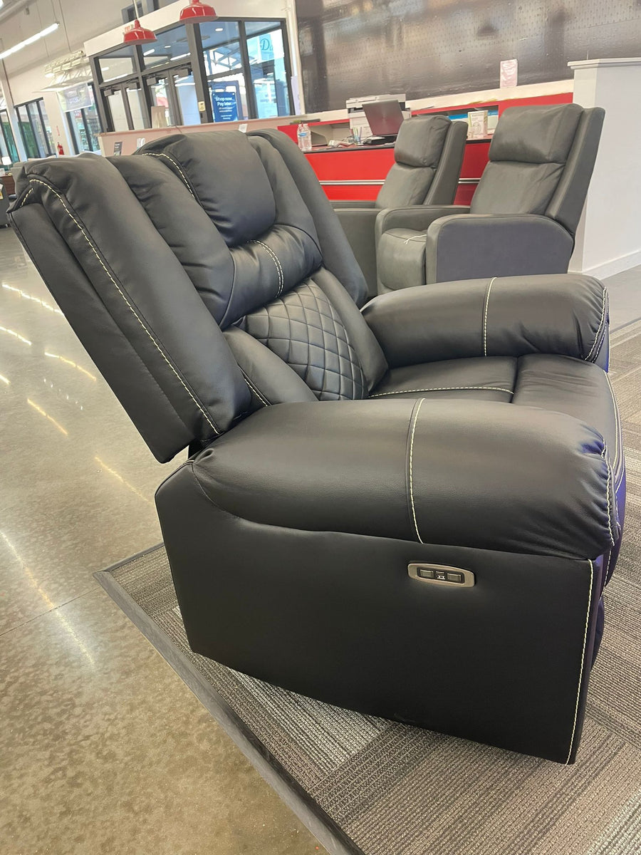 Party Time 3PCS POWER RECLINING LIVING ROOM SET, W/LED, WIRELESS CHARGER, BLUETOOTH SPEAKERS, Black