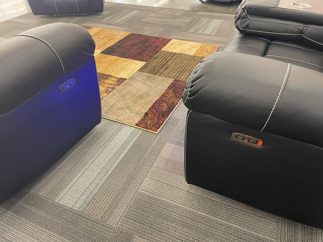 Party Time 3PCS POWER RECLINING LIVING ROOM SET, W/LED, WIRELESS CHARGER, BLUETOOTH SPEAKERS, Black