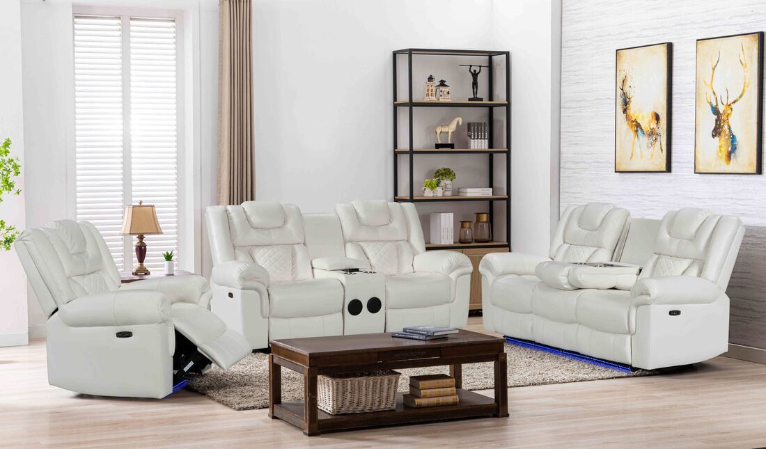 Party Time 3PCS POWER RECLINING LIVING ROOM SET, W/LED, WIRELESS CHARGER, BLUETOOTH SPEAKERS