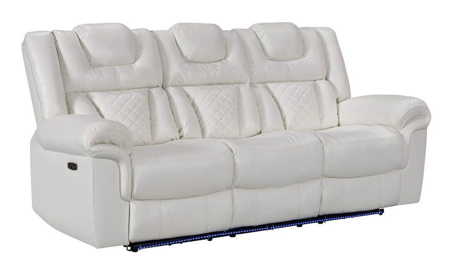 Party Time 3PCS POWER RECLINING LIVING ROOM SET, W/LED, WIRELESS CHARGER, BLUETOOTH SPEAKERS, White