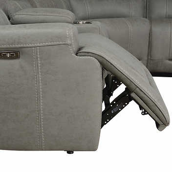 Argento 6-piece Fabric Power Reclining Sectional with Power Headrests, 2 Power Outlets and 4 USB Ports & Storage Console with Stainless Steel Cupholders